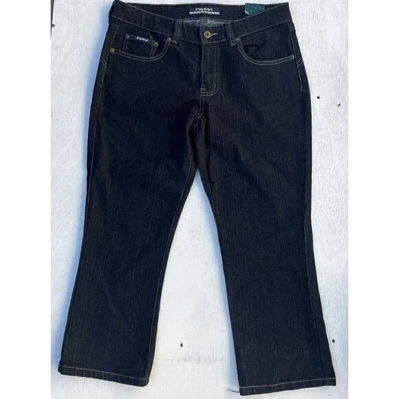 City Girl Ladies Black Denim Cropped Capri Jeans - Picture 14 of 14